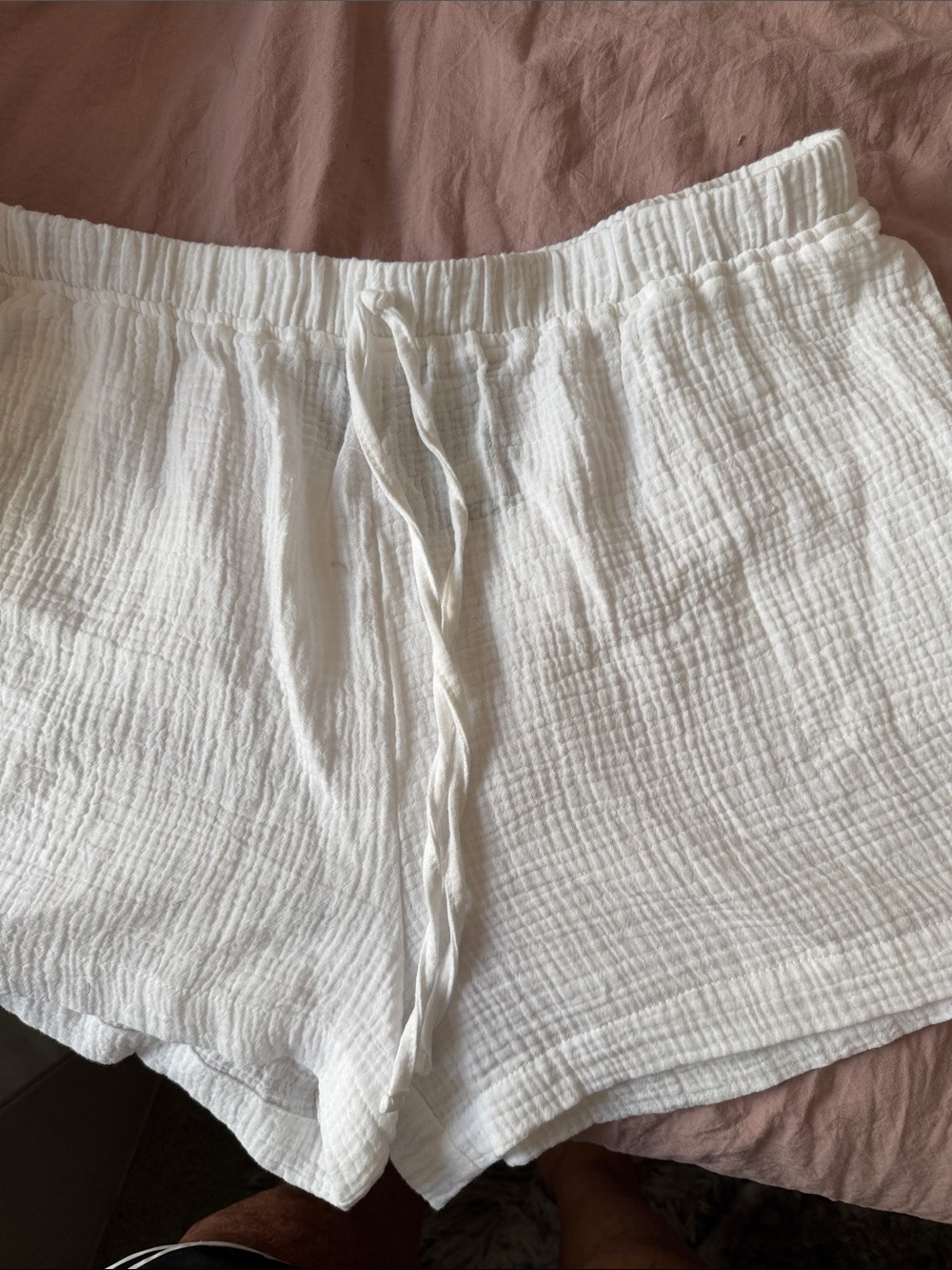 White Women's Gauze Lounge Shorts - Lightweight NWT